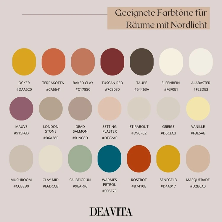 Farbtöne, die mit Nordlicht harmonieren und ein warmes Ambiente schaffen