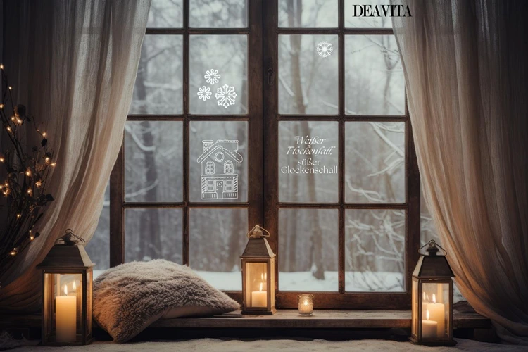 Fensterbilder für Weihnachten mit schönen Schablonen selber machen