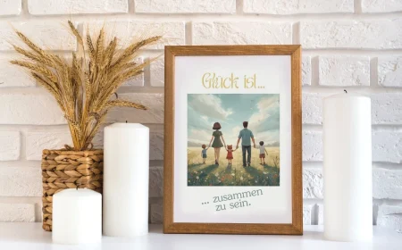Geschenk für eine Familie mit 3 Kindern - Personalisiertes Bild im Rahmen mit Spruch