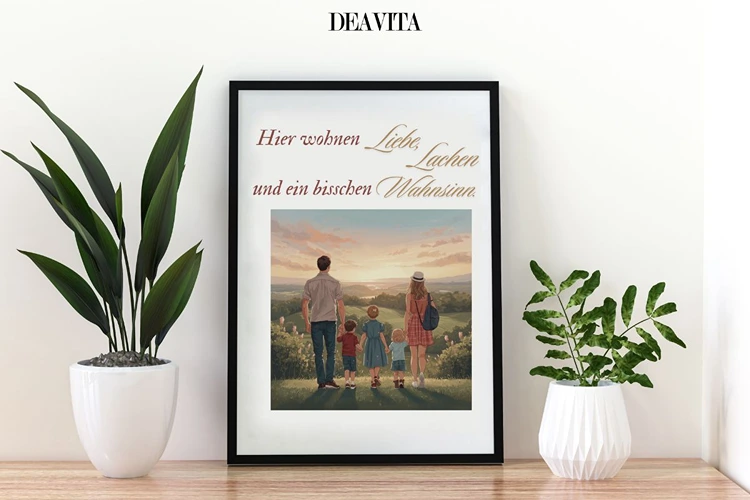 Geschenk mal anders für Familien mit Kindern - Liebevolle oder witzige Sprüche im Rahmen