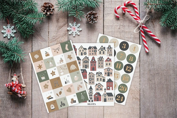 Gratis Zahlen für Adventskalender zum Ausdrucken zum Basteln von Adventsgeschenken