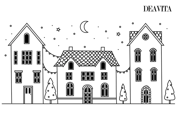 Häuser zum Nachzeichnen auf Fensterscheiben oder Vitrinen