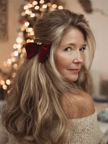 halbhochgesteckte frisur für die weihnachtsfeier