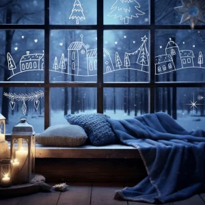 Kostenlose Kreidemarker-Vorlagen für Häuser zum Ausdrucken für schöne Fensterbilder zu Weihnachten