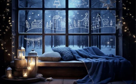 Kostenlose Kreidemarker-Vorlagen für Häuser zum Ausdrucken für schöne Fensterbilder zu Weihnachten