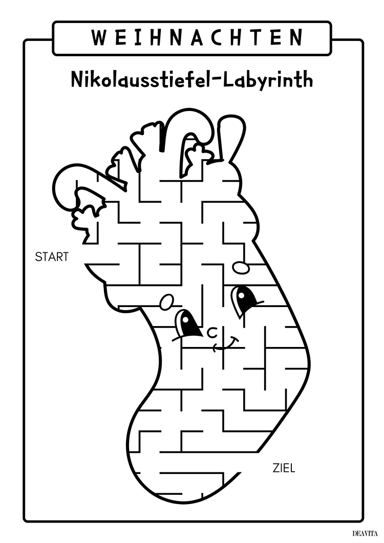 nikolausstiefel labyrinth weihnachten kostenlos