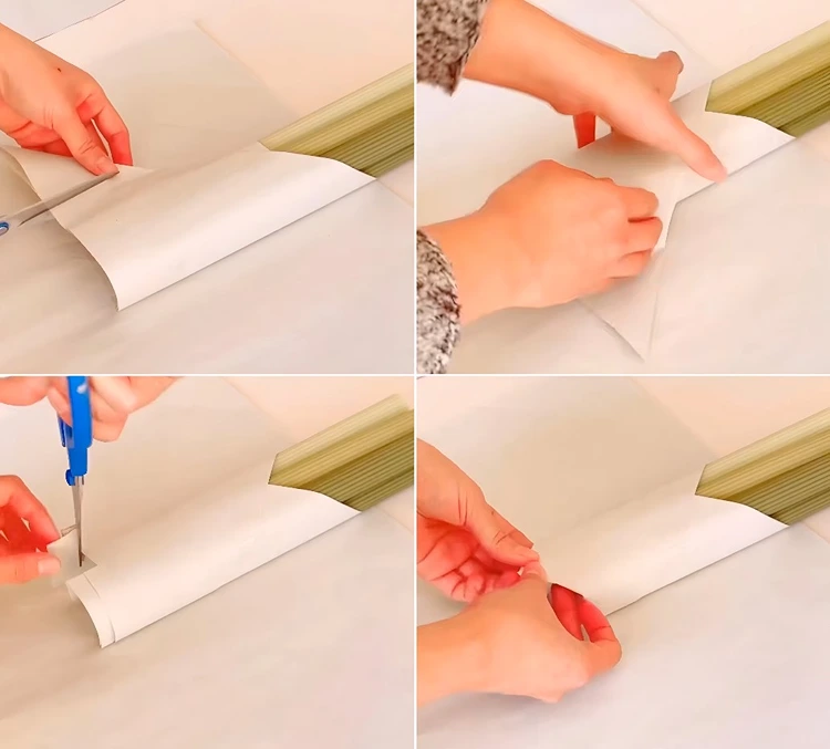 Papierecken umklappen, zuschneiden und festkleben