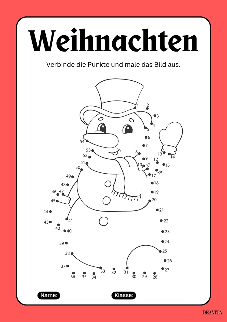 punkt zu punkt weihnachten bild schneemann