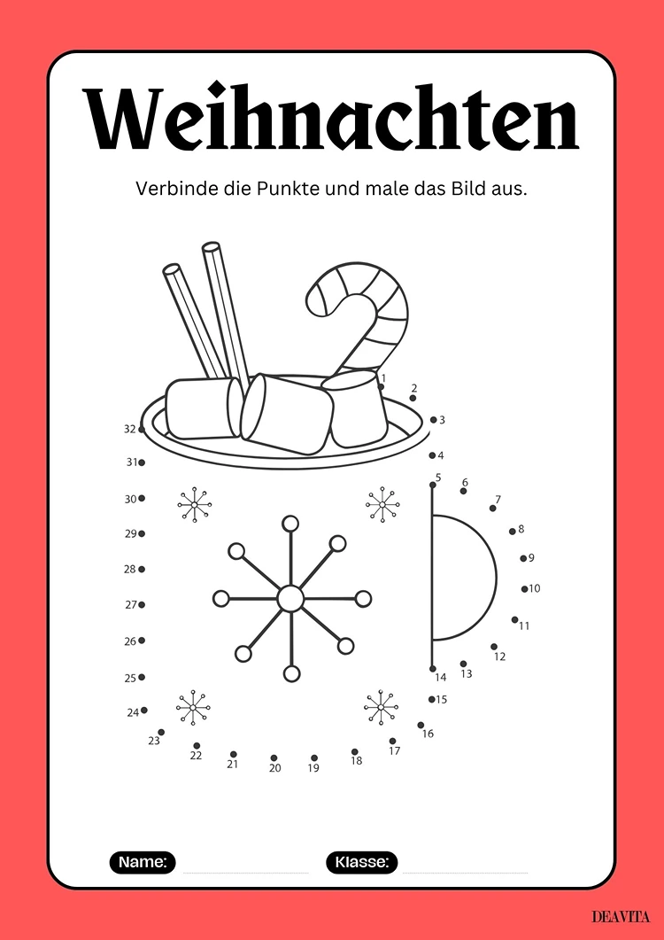 punkt zu punkt weihnachtsrätsel heiße schokolade