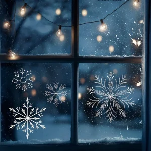 Schneeflocken-Vorlagen für Kreidemarker zum Gestalten der Fenster