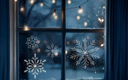 Schneeflocken-Vorlagen für Kreidemarker zum Gestalten der Fenster