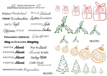 Schriftzüge und Bilder zum Gestalten von Weihnachtskerzen