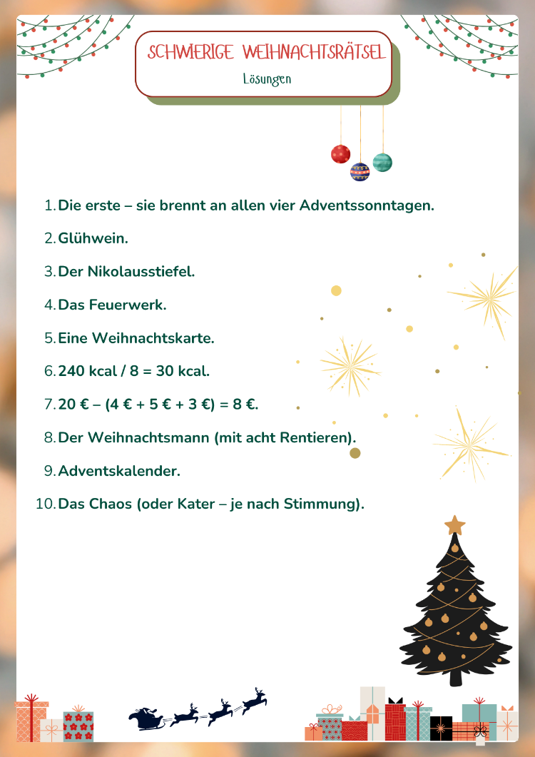 schwierige weihnachtsrätsel lösungen