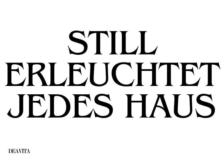 Still erleuchtet jedes Haus als Schriftzug für das Fenster