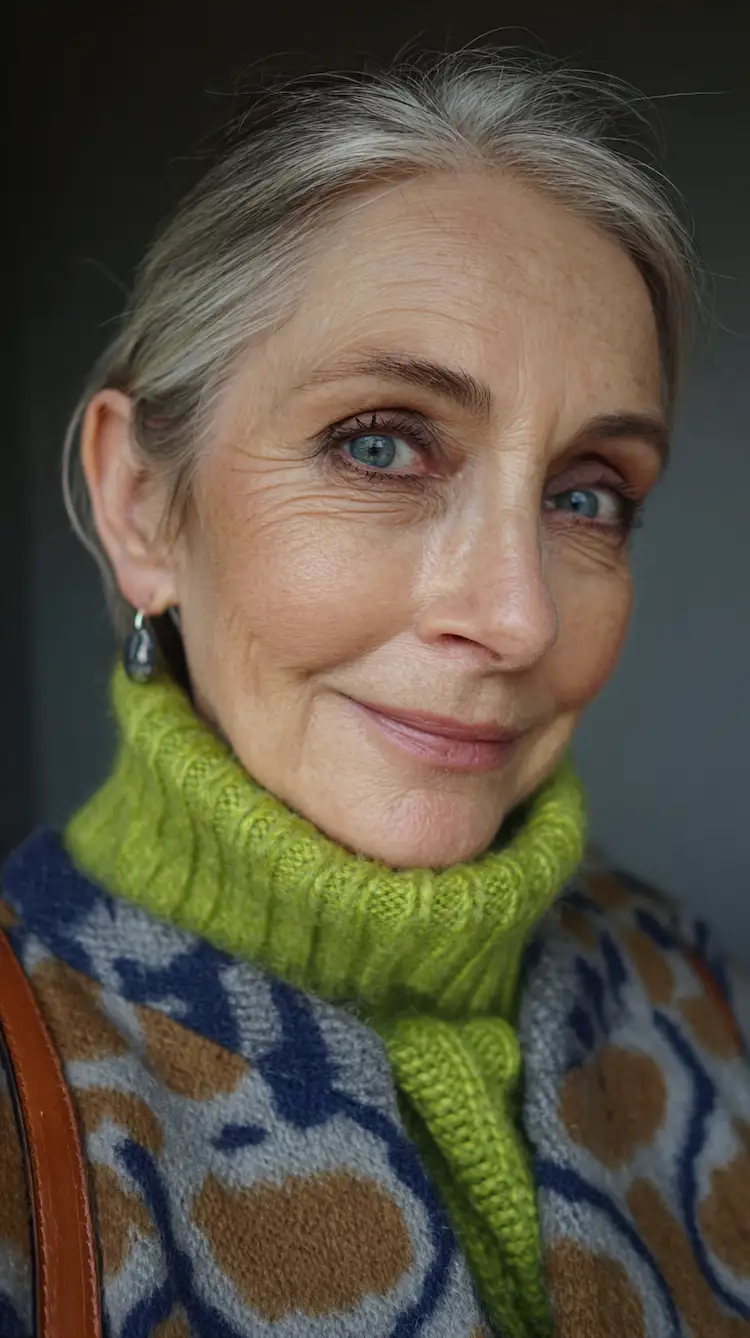 Stilvoll im Alter mit schönen Prints und Farben