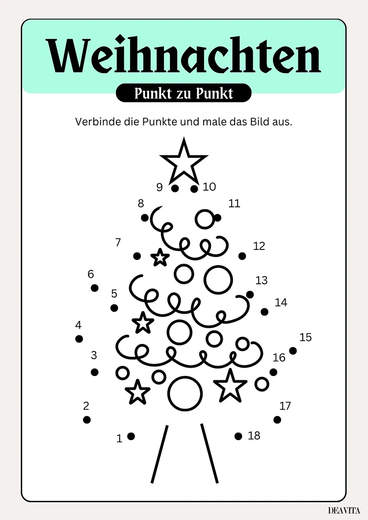 verbinde die punkte weihnachtsbaum