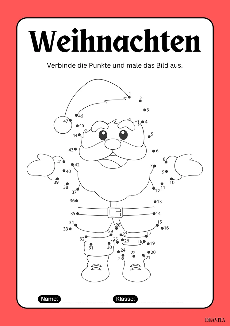 verbinde die punkte weihnachtsmann
