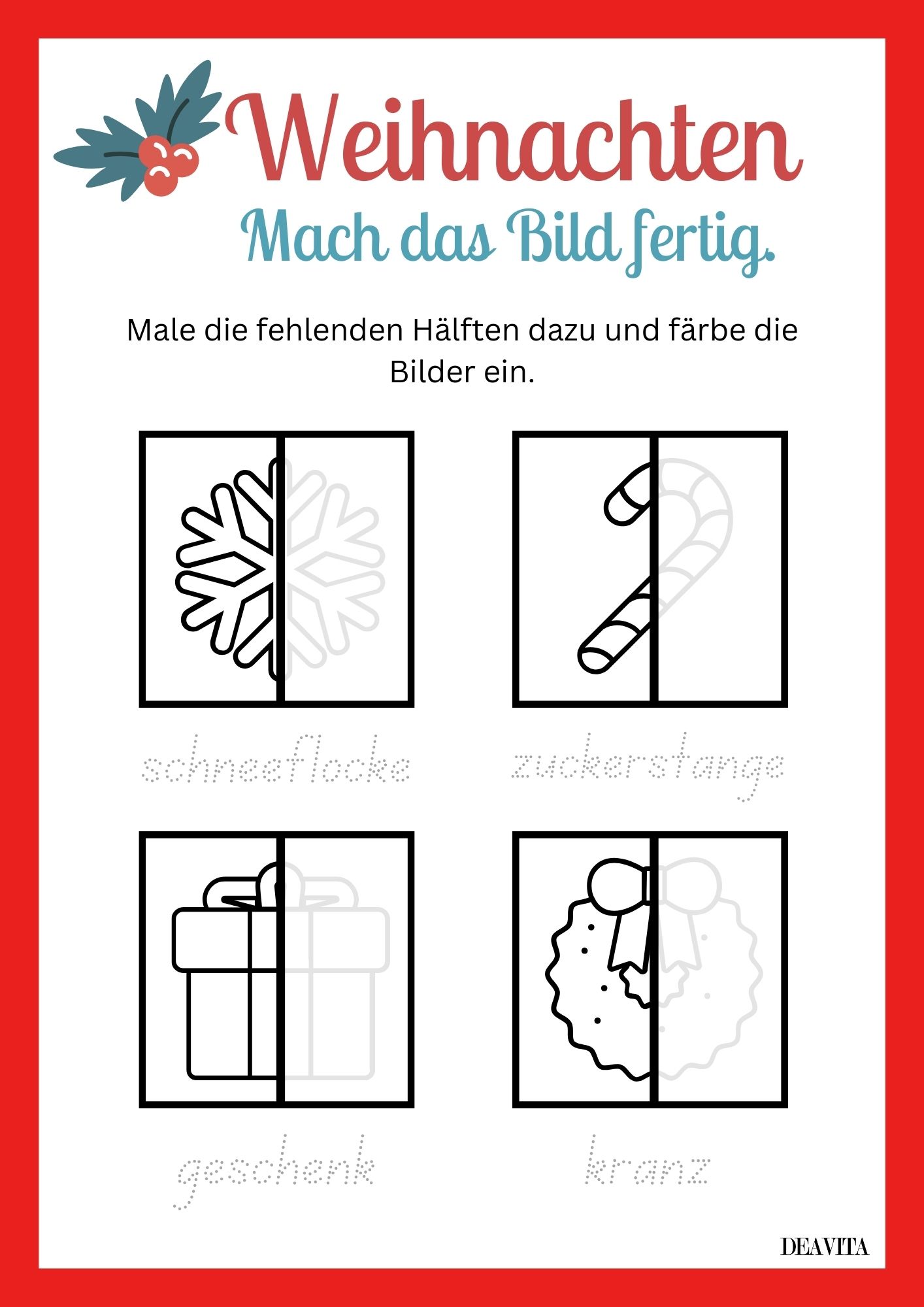 weihanchtsrätsel mach das bild fertig