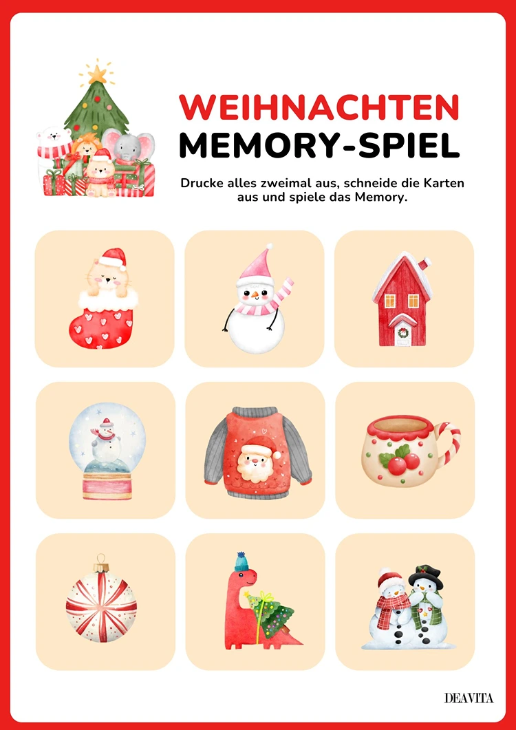 weihnachten memory spiel kostenlos zum ausdrucken