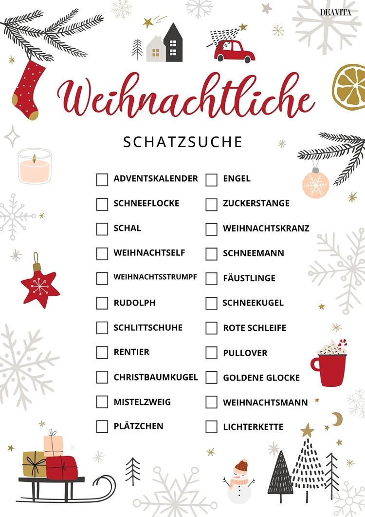 weihnachtliche schatzsuche kostenlose vorlage zum ausdrucken