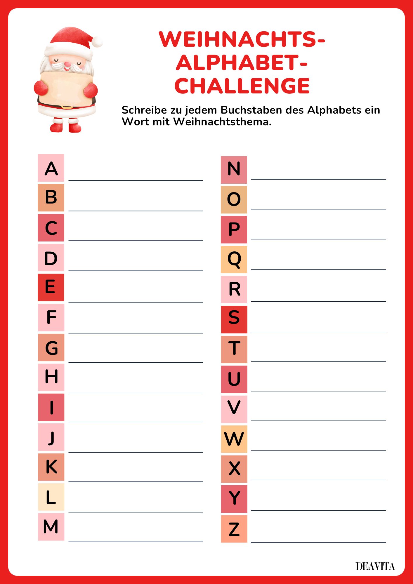 weihnachts alphabet challenge kostenlose vorlage