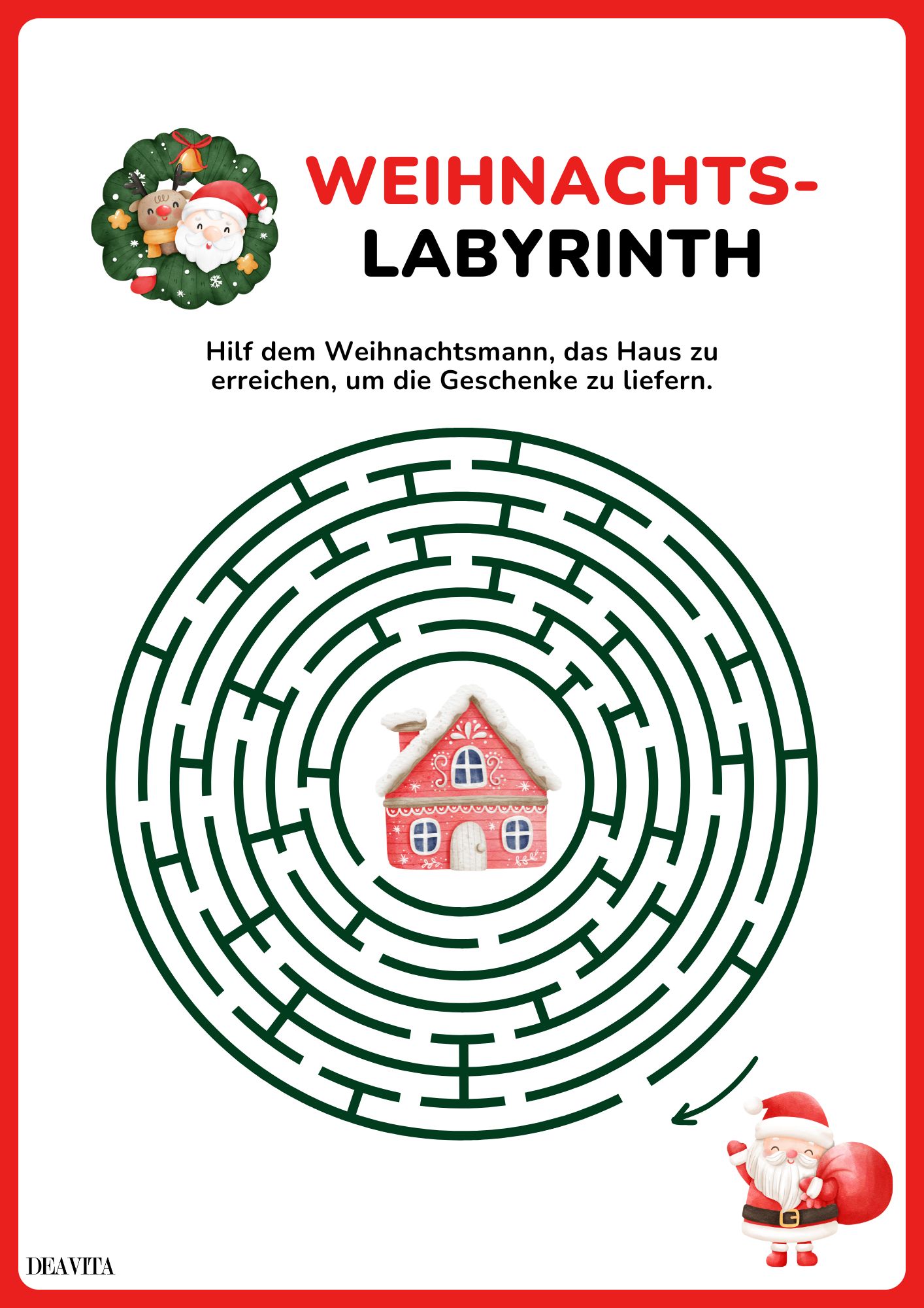 weihnachts labyrinth vorlage kostenlos