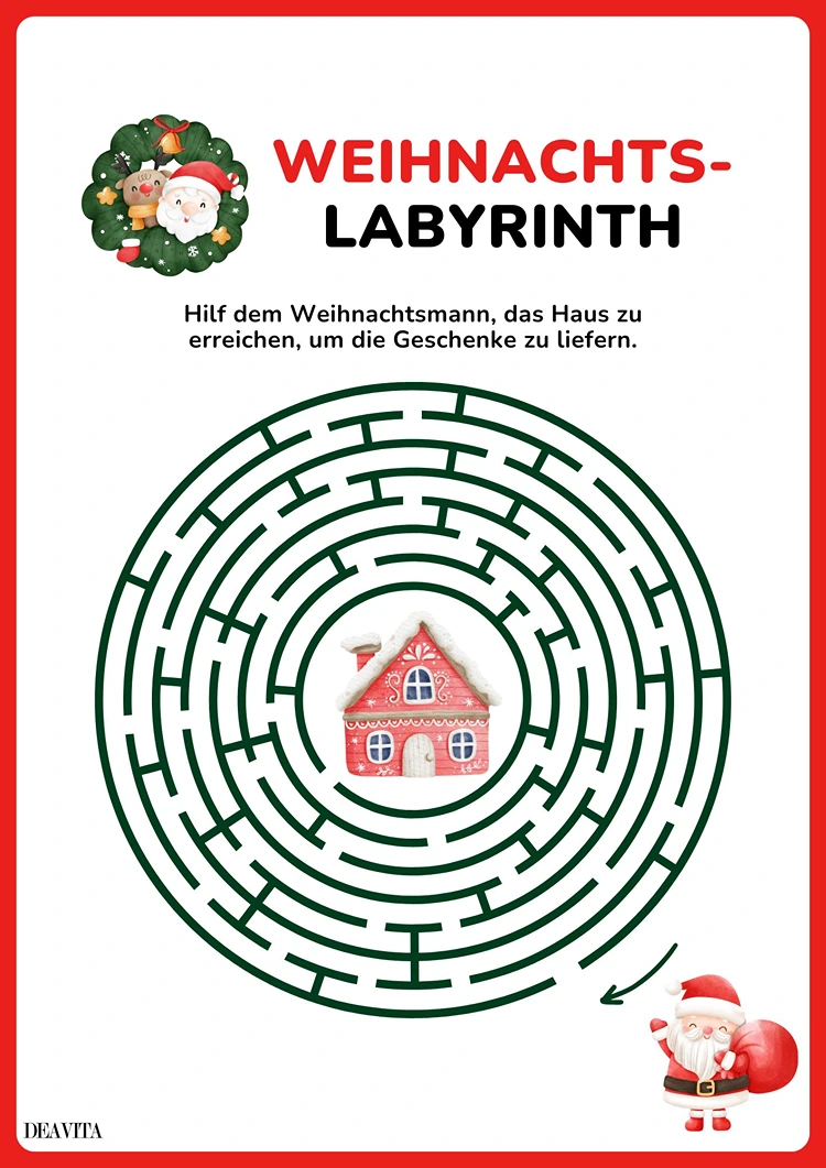 weihnachts labyrinth vorlage kostenlos