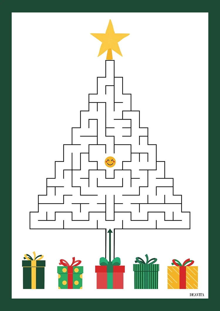 weihnachtsbaum labyrinth für kinder zum ausdrucken