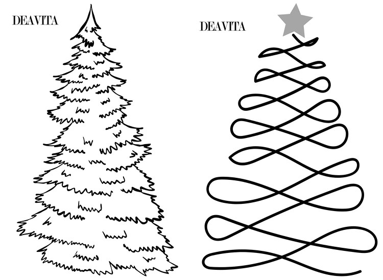 Weihnachtsbaum-Motive in verschiedenen Größen für kleine und große Fenster