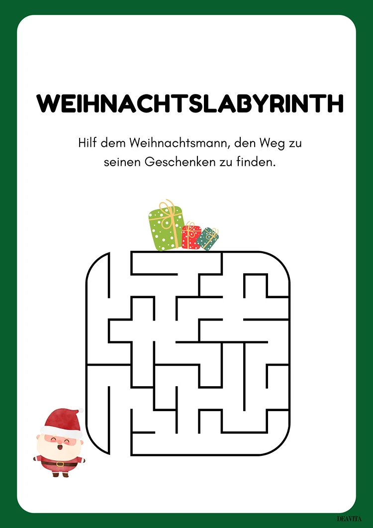 weihnachtslabyrint einfach für kinder