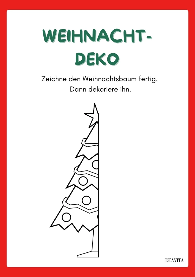 weihnachtsrätsel vorlage zeichne den weihnachtsbaum fertig
