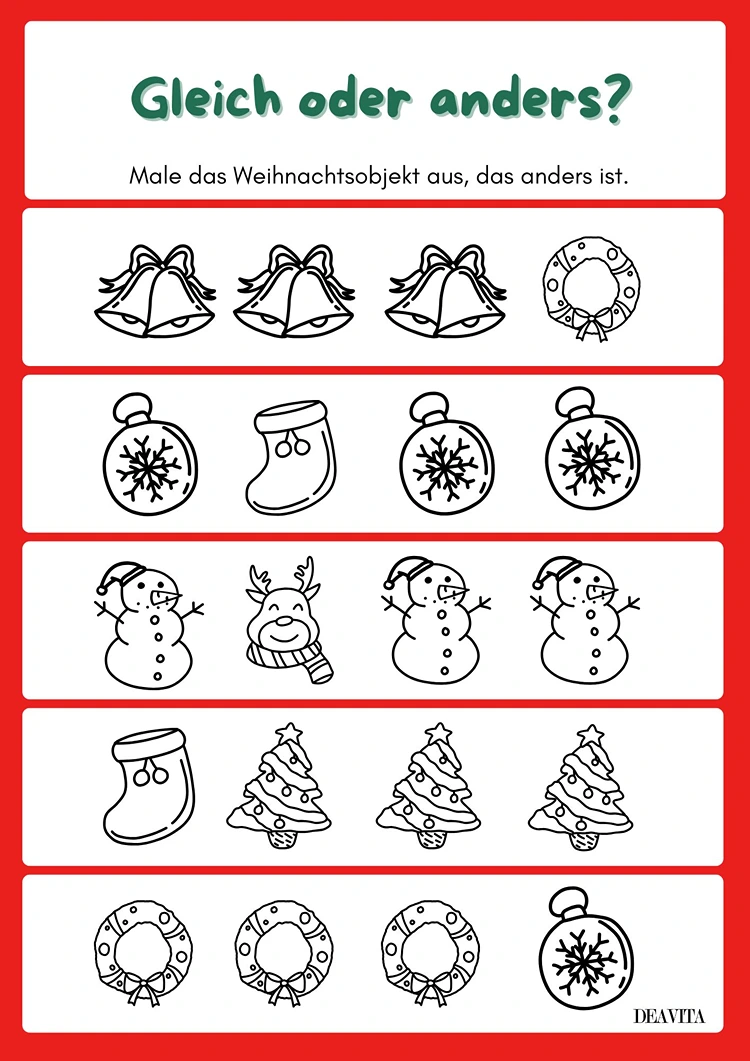 weihnachtsrätsel vorlagen gleich oder anders
