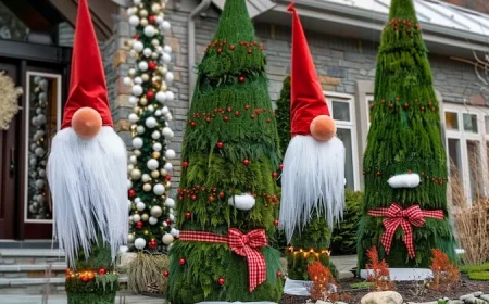 Weihnachtswichtel gestalten Ideen für Gartensträucher