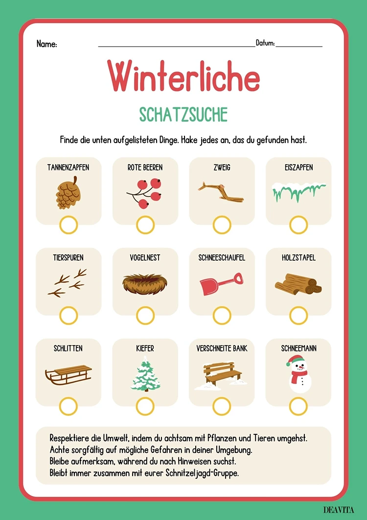 winterliche schatzsuche schnitzeljagd kostenlos zum ausdrucken