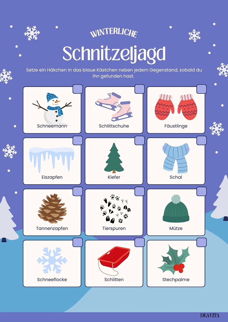 winterliche schnitzeljagd für kinder