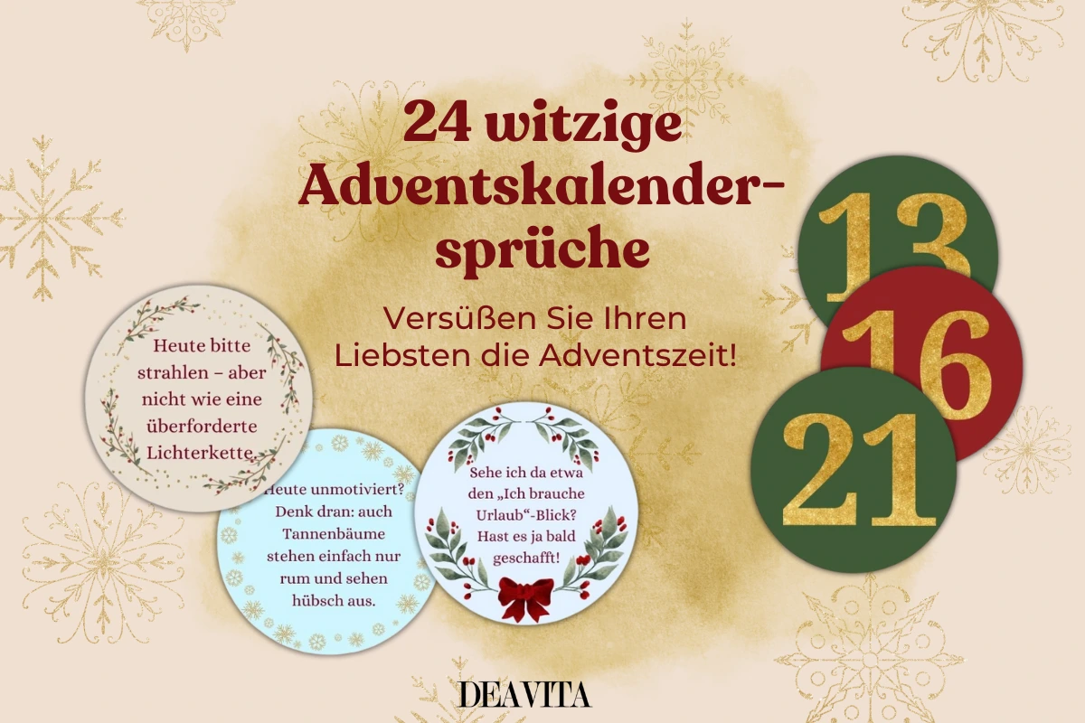 Witzige Adventskalender-Sprüche für jeden Tag zum Ausdrucken und Selberbasteln