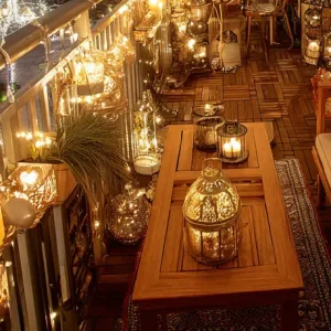 balkondeko für den winter mit viel licht