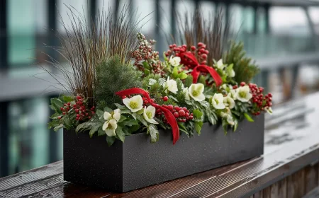 balkonkasten mit christrose und scheinbeeren – festliche winterdeko