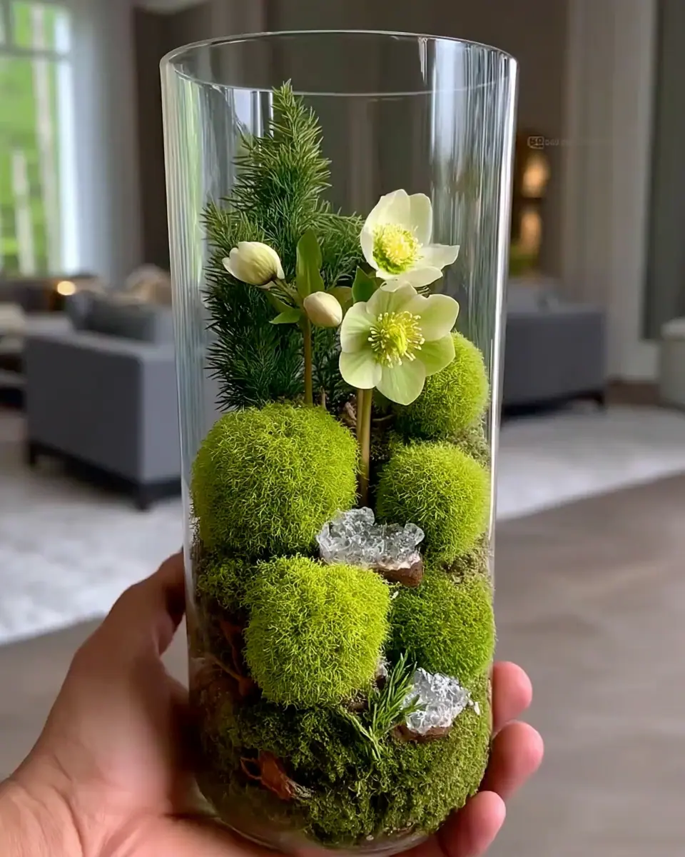 christrose in hoher glasvase