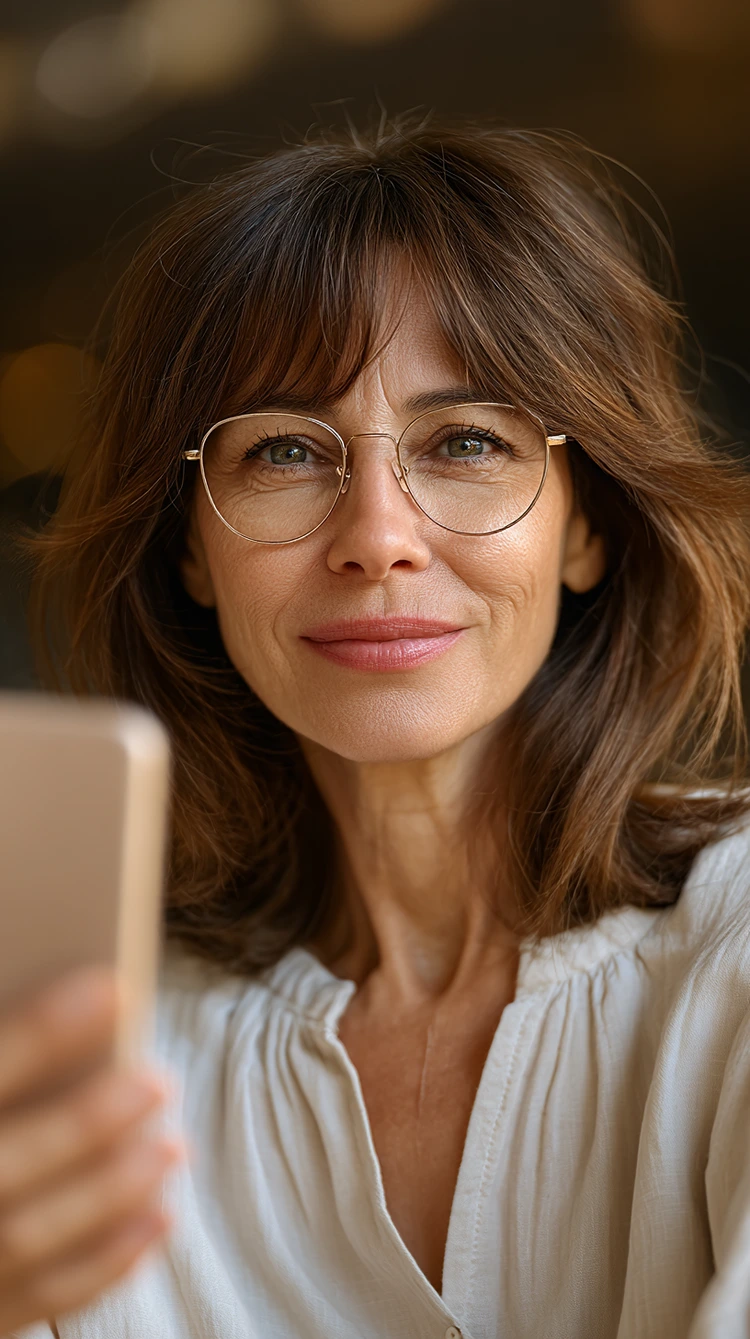 curtain bangs mit brille ab 50