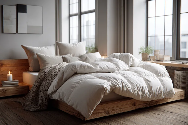 daunendecke im modernen schlafzimmer