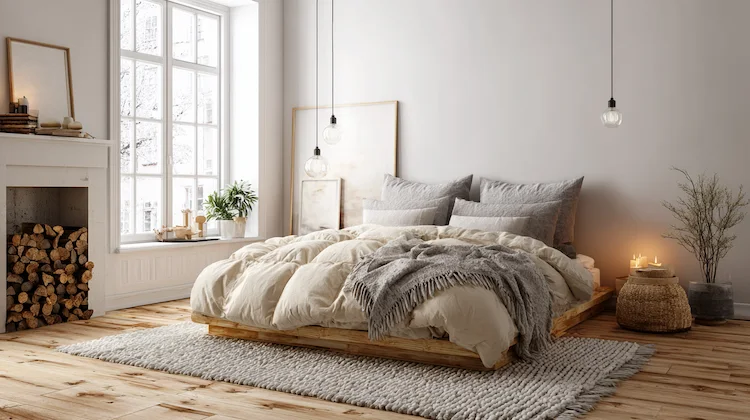 Daunendecke im skandinavischen Schlafzimmer gestalten