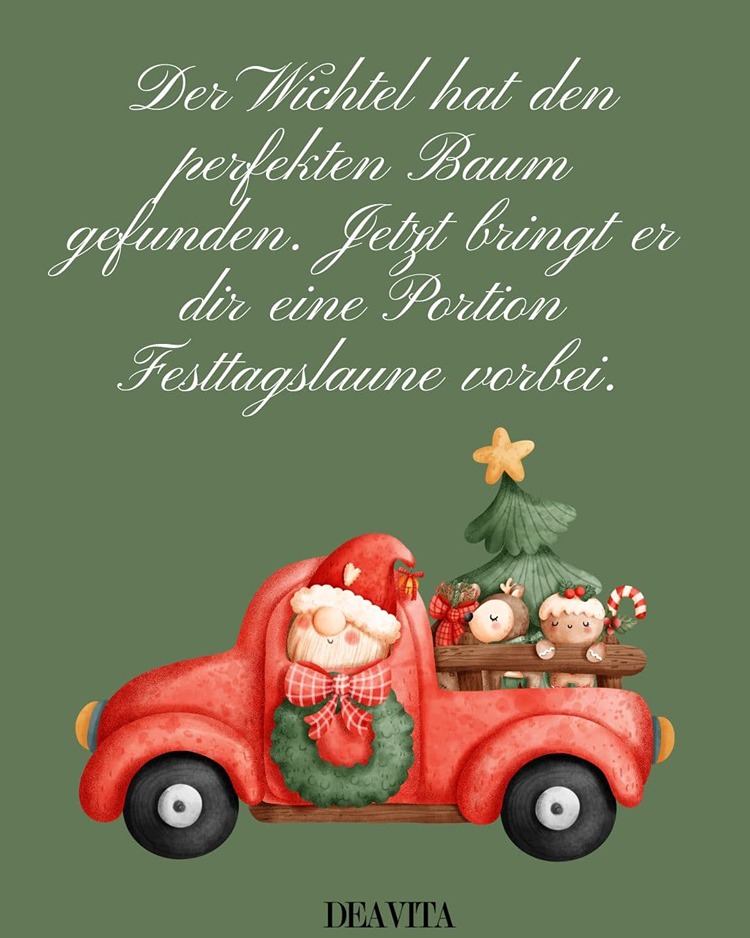 Der Wichtel hat den perfekten Baum gefunden und bringt Festtagslaune