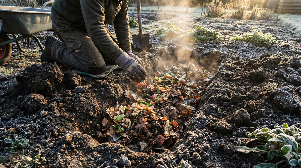 die grabenkompostierung eignet sich besonders für regionen mit langen frostperioden.