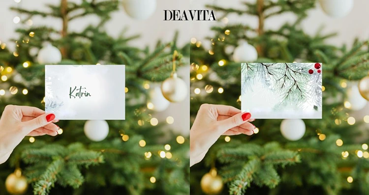 Die Namenskarten haben eine schöne Vorder- und Rückseite