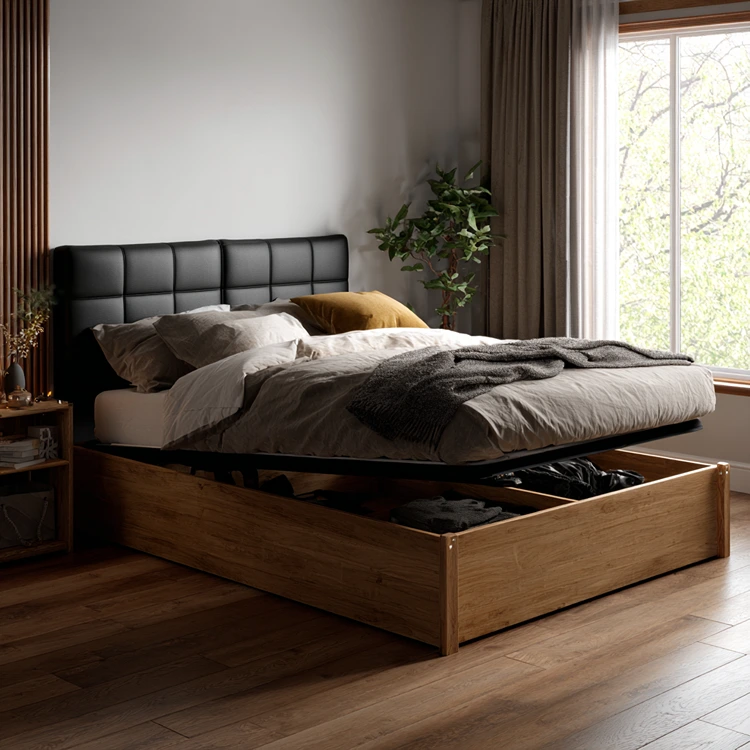 Ein Stauraumbett mit Bettkasten ist noch platzsparender als mit Schubfächern