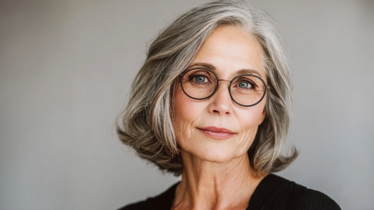 face framing layers frauen ab 50 mit brille