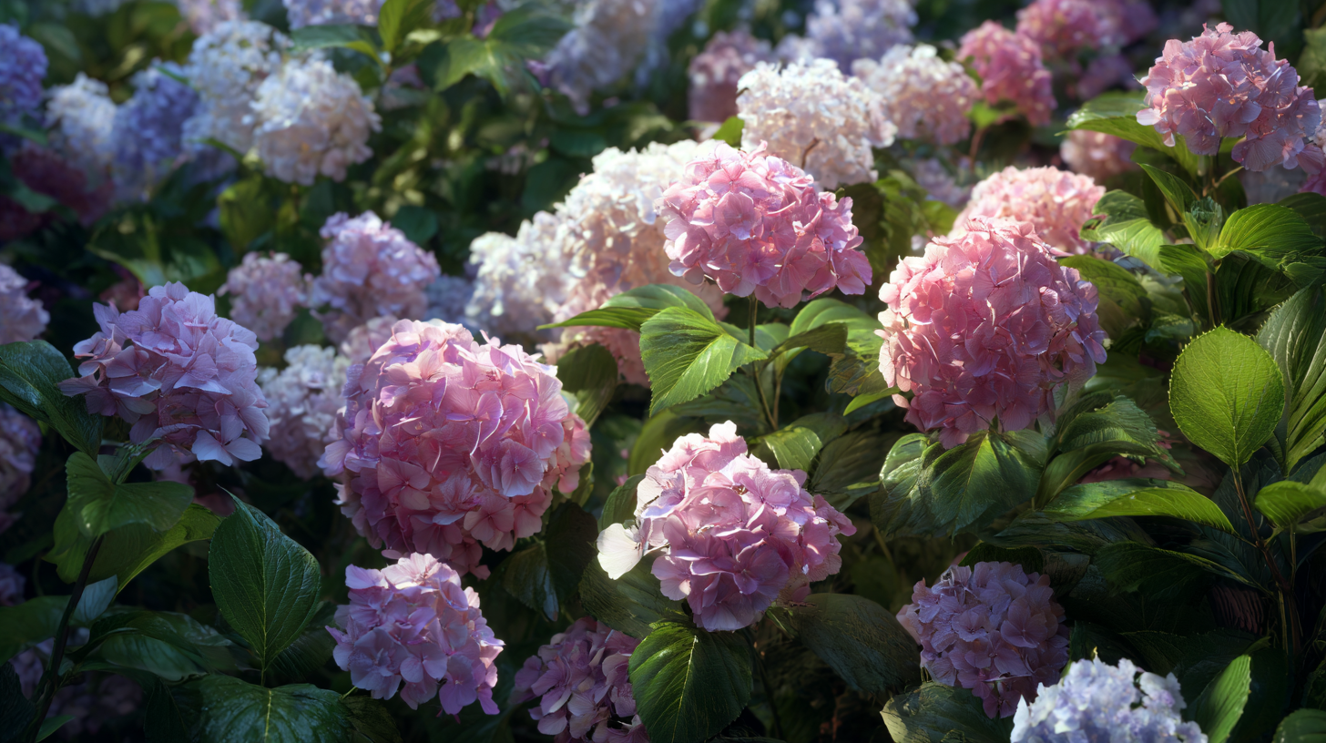 gesunde hortensien im sommer nach korrektem rückschnitt 1