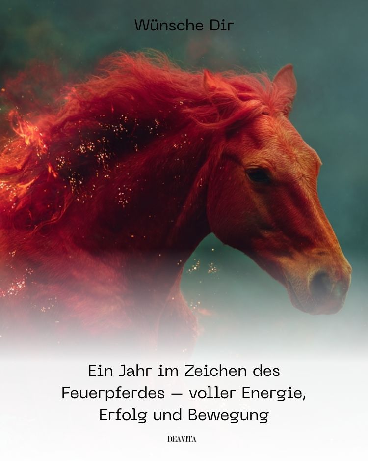 kostenlose inspirierende Bilder mit Feuerpferd für 2026 kostenlos verschicken