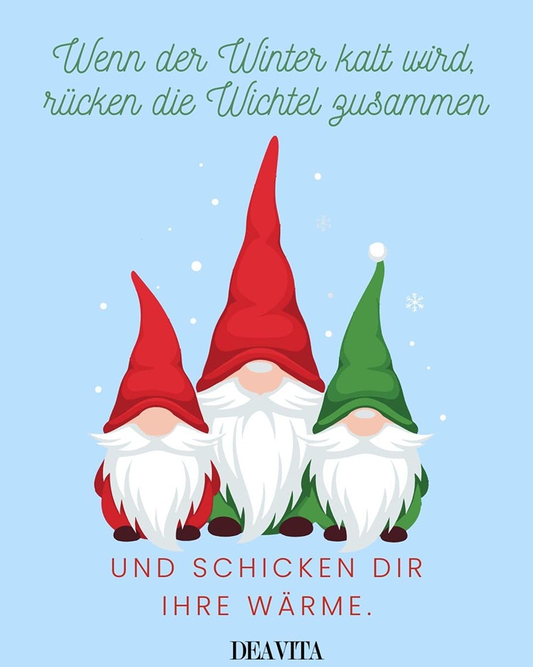 Liebe Grüße mit Wichteln senden im Winter